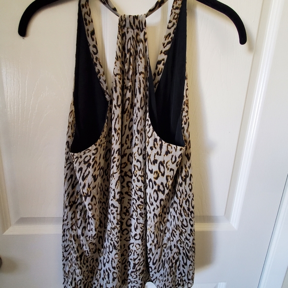 Rory Beca Silk Cheetah Print White V Neck Racerback Tank Top Women's Size Small - Picture 4 of 6